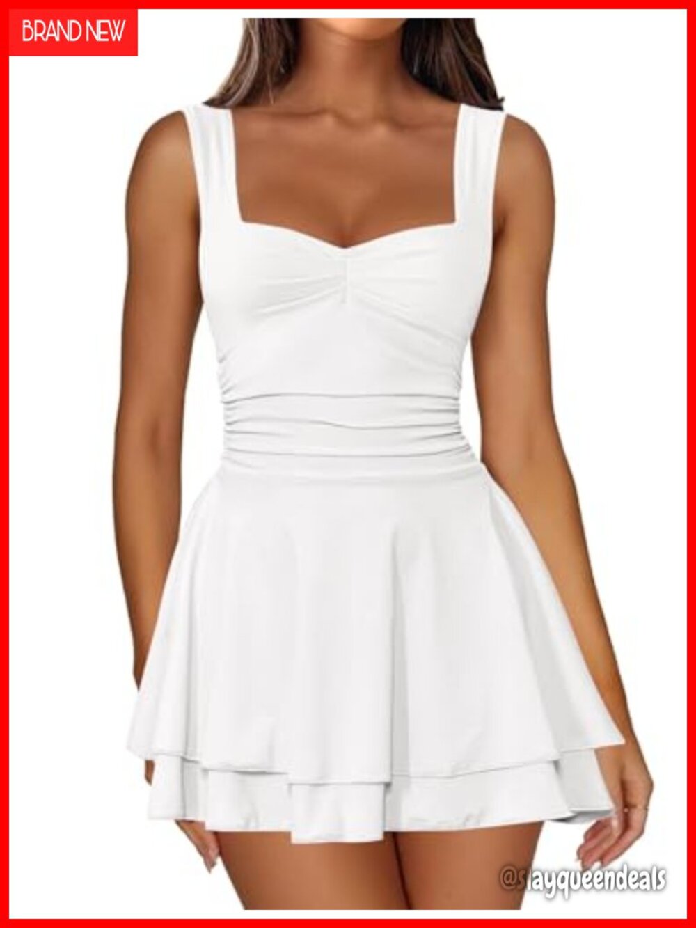 Square Neck Sleeveless Mini Dress Corset A Line Ruffle Party Club